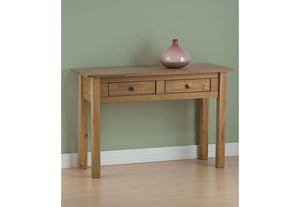 Birlea Santiago Distressed Waxed Finish Solid Pine 2 Drawer Console Table (5596193783974)