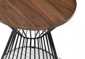 Julian Bowen Jersey Walnut and Oak with Black Metal Lamp Table (6563309355182)