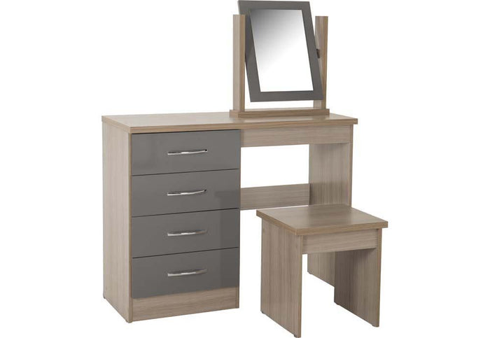 Seconique Nevada Grey, Oyster, Sonoma Oak and White 4 Drawer Dressing Table Set