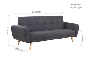 Birlea Farrow Grey Large and Medium Upholstered Fabric Sofa Bed (5600666812582)