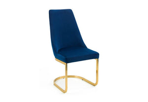 Julian Bowen Vittoria Grey/Gold & Blue/Gold Velvet Cantilever Dining Chair (7582907760814)