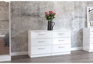 Lynx White Gloss Bedroom Furniture Wardrobe Chest Bedside by Birlea (6772085719214)