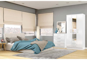 Lynx White Gloss Bedroom Furniture Wardrobe Chest Bedside by Birlea (6772085719214)