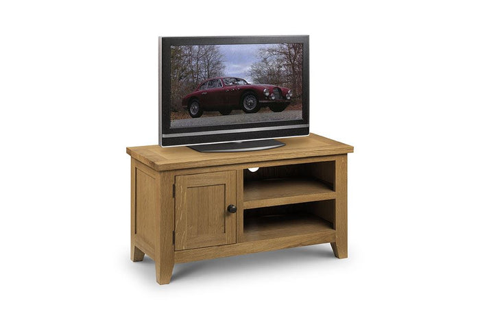 Julian Bowen Astoria Waxed Solid Oak 1 Cupboard 2 Shelf TV Unit