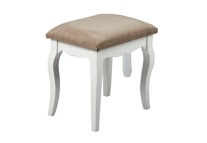 LPD Furniture Brittany White and Grey Shabby Chic Style Dressing Table Stool