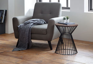 Julian Bowen Jersey Walnut and Oak with Black Metal Lamp Table (6563309355182)