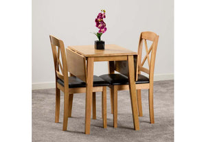 Seconique Mason Oak Varnish/Brown Faux Leather Dining Set (5719443898534)