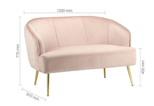 Birlea Bella 2 Seater and 1 Seater Blush Pink Upholstered Fabric Sofa (5600596459686)