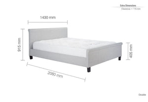 Birlea Stratus Grey Upholstered Fabric Bed Small Double, Double and King Size (5597411737766)