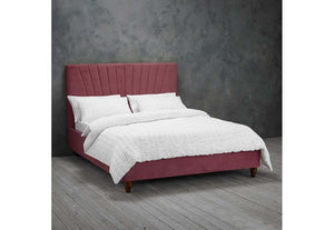 LPD Furniture Lexie Mustard Pink Silver Upholstered Fabric Bed Double King Size (6164080853166)