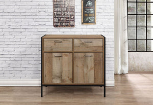 Birlea Urban Rustic Wood Effect with Black Metal Frame 2 Door 2 Drawer Sideboard (5596183003302)