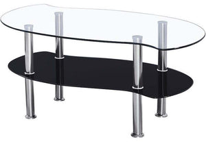 Seconique Colby Clear Glass and Black Glass with Silver Coffee Table (5762055078054)