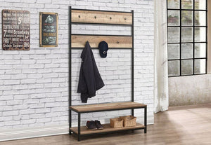 Birlea Urban Rustic Wood Effect with Black Metal Frame Coat Rack and Bench (5596213608614)