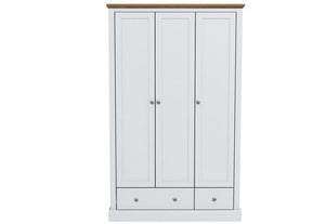 LPD Devon Oak/White, Oak/Charcoal & Oak 3 Door 2 Drawer Wardrobe (6169505267886)