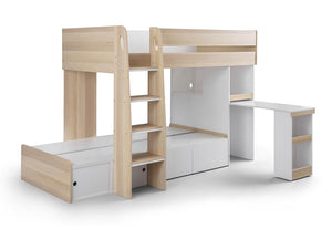 Julian Bowen Eclipse White Scandinavian Oak & White Fixed Ladder Bunk Bed (6678898442414)
