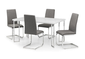 Julian Bowen Manhattan White High Gloss Dining Table & 4, 6 Roma Chairs Set (6120430207150)