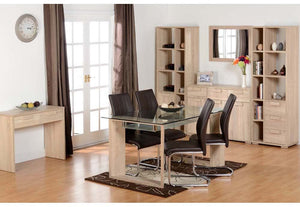 Seconique Milan Clear Glass Table and 6 Brown Faux Leather Chairs Dining Set (5719490658470)