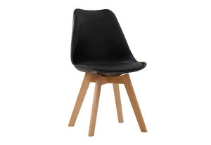LPD Louvre Black, Grey, White & Yellow Plastic & Beech Cushioned Dining Chair (6074488815790)