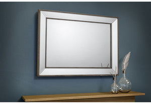 Julian Bowen Symphony Pewter Rectangular Beaded Wall Mirror (5801687351462)