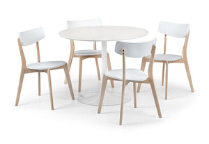 Julian Bowen Blanco Oak & White and Pure White Round Pedestal Table (6570241458350)