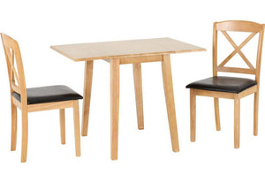Seconique Mason Oak Varnish/Brown Faux Leather Dining Set (5719443898534)