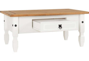 Seconique Corona Grey and White and Distressed Waxed Pine 1 Drw Coffee Table (5762068218022)