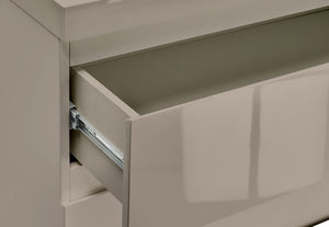 LPD Puro High Gloss White Charcoal Cream Stone 2 Drw Nightstand/Bedside Cabinet (6167892000942)