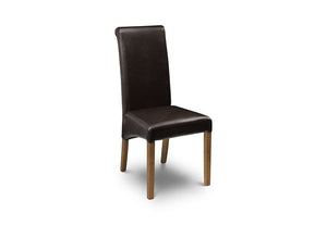 Julian Bowen Cuba Solid Wood Brown Faux Leather Dining Chair (5635011674278)