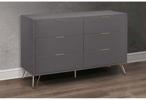 Birlea Arlo Matt Grey with Gold Hair Pin Leg Chest 4 Drawer,5 Drawer & 6 Drawer (5786113015974)