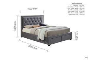 Birlea Woodbury Grey Velvet Upholstered Fabric Bed Double, King and Super King (5597391978662)