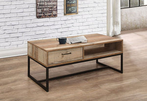 Birlea Urban Rustic Wood Effect with Black Metal Frame 1 Drawer Coffee Table (5596158066854)