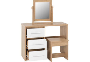 Seconique Seville Grey and White with Light Oak 3 Drawer Dressing Table Set (5769140338854)