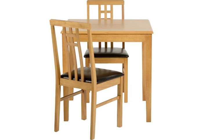 Seconique Vienna Medium Oak/Brown Faux Leather Dining Set