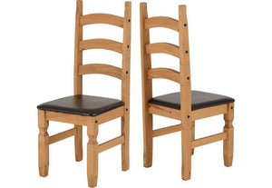 Seconique Corona Distressed Waxed Pine/Cream and Brown Faux Leather Dining Chair (5780959330470)
