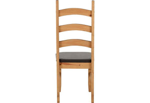 Seconique Corona Distressed Waxed Pine/Cream and Brown Faux Leather Dining Chair (5780959330470)