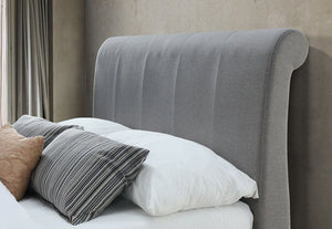 Birlea Lancaster Grey 2 Drawer Upholstered Fabric Bed 4FT6 Double and 5FT King (5597387161766)