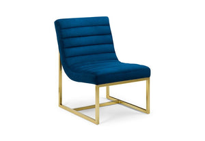 Julian Bowen Bellagio Blue Velvet with Gold Frame Upholstered Accent Chair (5801715237030)