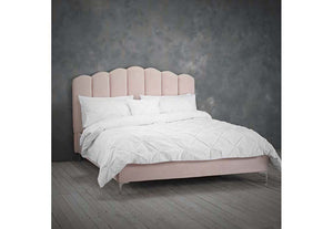 LPD Furniture Willow Pink &Silver Velvet Upholstered Fabric Bed Double King Size (6164265533614)