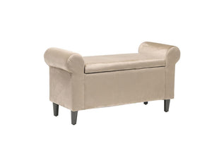 LPD Furniture Highgrove Beige, Grey & Silver Velvet Ottoman Storage Stool (6169595773102)