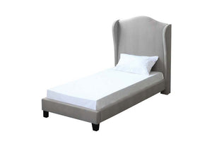 LPD Chateaux Beige Charcoal & Silver Upholstered Fabric Bed Single Double King (6556929261742)