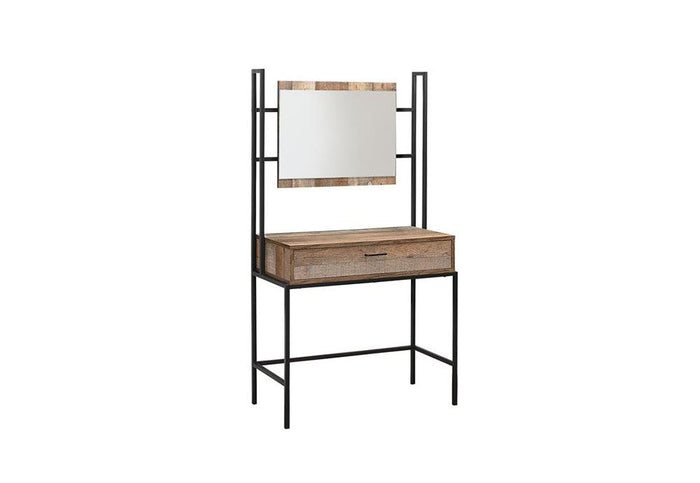 Birlea Urban Rustic Wood Effect with Black Metal Frame Dressing Table & Mirror