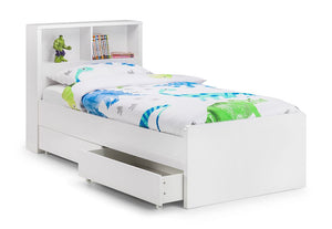 Julian Bowen Manhattan White Wooden Bookcase Bed with Underbed Drw 3FT Single (6570336092334)