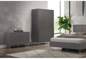 Birlea Arlo Matt Grey Upholstered Fabric Bed 4FT 4FT6 Double 5FT King Size (5786123075750)