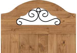 Seconique Corona Distressed Waxed Pine High Foot End Scroll Wooden Bed Double (5746439717030)