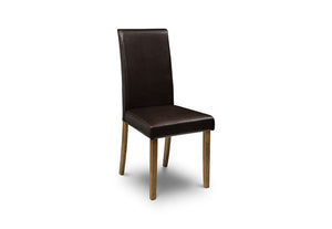 Julian Bowen Hudson Black Lacquered and Brown Faux Leather Dining Chair (5633806106790)
