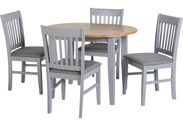 Seconique Oxford Grey/Natural Oak/Grey Fabric Dining Set