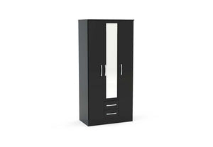 Lynx Black Gloss Bedroom Furniture Wardrobe Chest Bedside by Birlea (6770584944814)