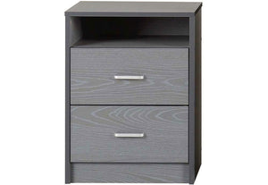 Seconique Felix Grey 2 Drawer Bedside Table/Nightstand/Bedside Cabinet (5727894012070)