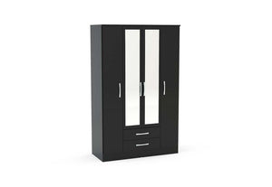 Lynx Black Gloss Bedroom Furniture Wardrobe Chest Bedside by Birlea (6770584944814)