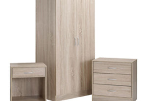 LPD Furniture Delta Oak Black & White 3 Piece Bedroom Set (6169116836014)